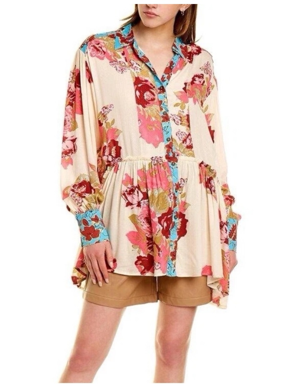 NWT!! Free People - Light Combo Brunch a Bunch Woven Top - Size Small